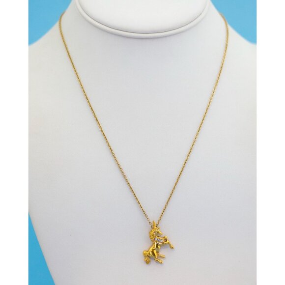 Vintage Golden Unicorn Pendant Necklace by Avon 18 Inches - M23 - Picture 2 of 3